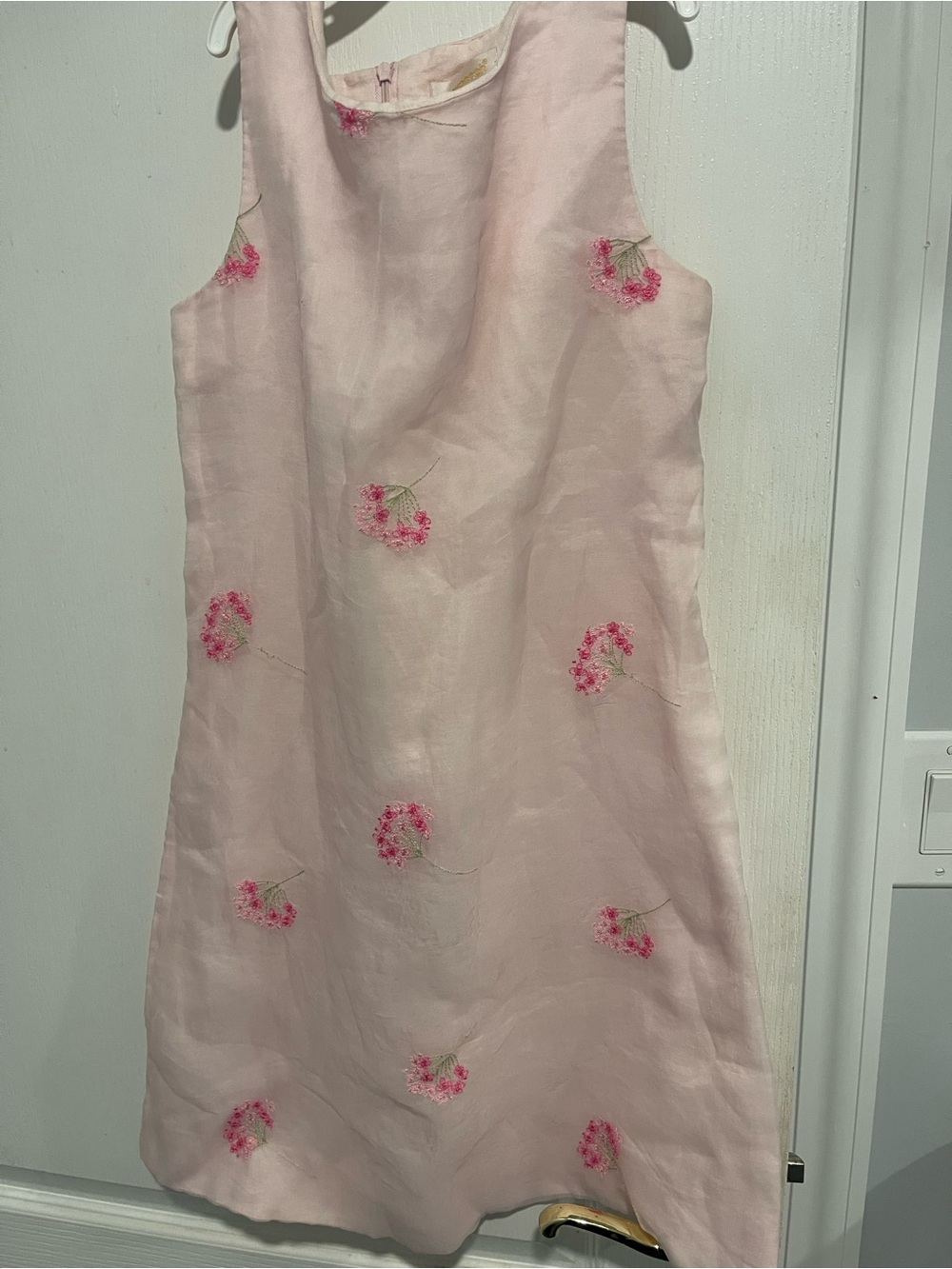 Girls' Pink Floral Embroidered Sleeveless Dress sz10